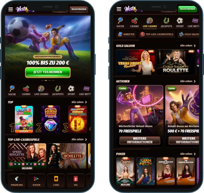 Mobile Version des Casinos